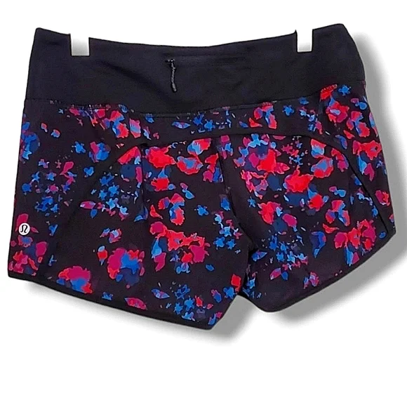 Lululemon Run Times 4 Activewear Colorful Running Shorts Dandy Digie Black 8
